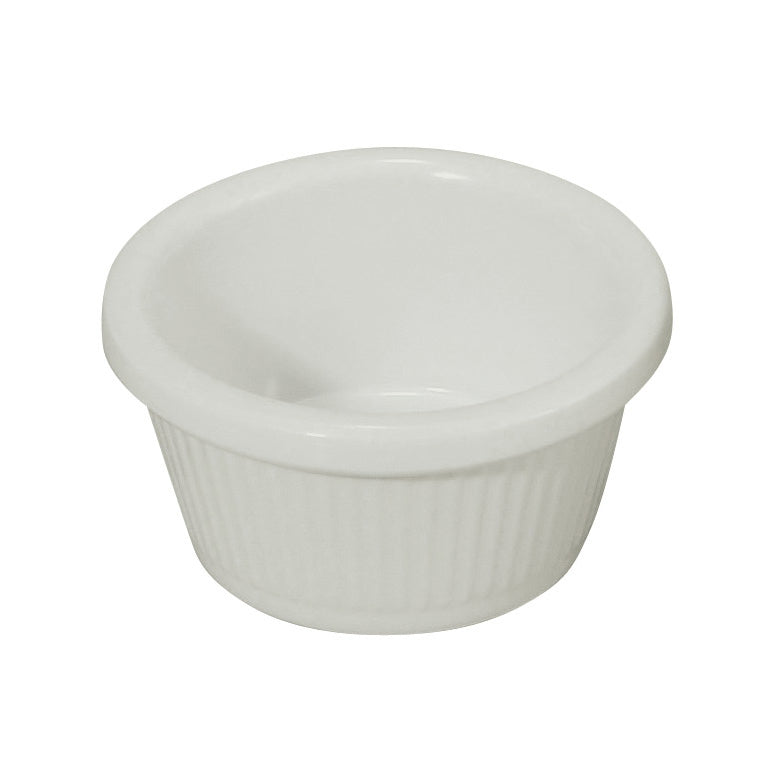 Winco RFM-2W 2-Oz White Melamine Ramekin, Fluted, Heat-Resistant to 212°F, Dishwasher-Safe - 1 Dozen | 2 oz