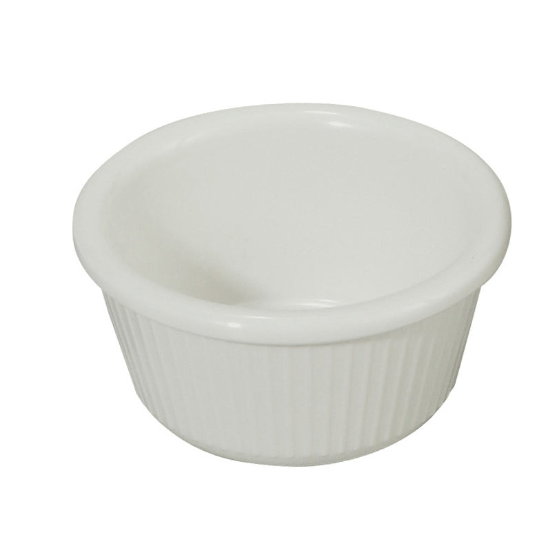 Winco RFM-3W 3-oz Fluted White Melamine Ramekin, Heat-Resistant to 212°F, Dishwasher-Safe - 1 Dozen | 3 oz