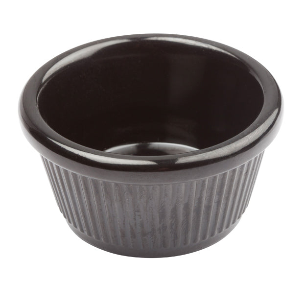Winco RFM-4K 4-oz Black Melamine Ramekin, Fluted, Heat-Resistant 212°F, Dishwasher-Safe - 1 Dozen | 4 oz