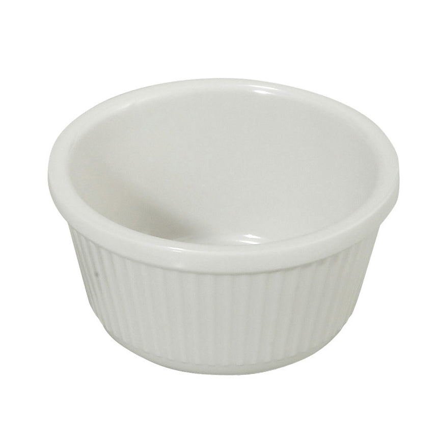 Winco RFM-4W 4 oz White Fluted Melamine Ramekin, Dishwasher-Safe, Break-Resistant - 1 Dozen | 0" Wide