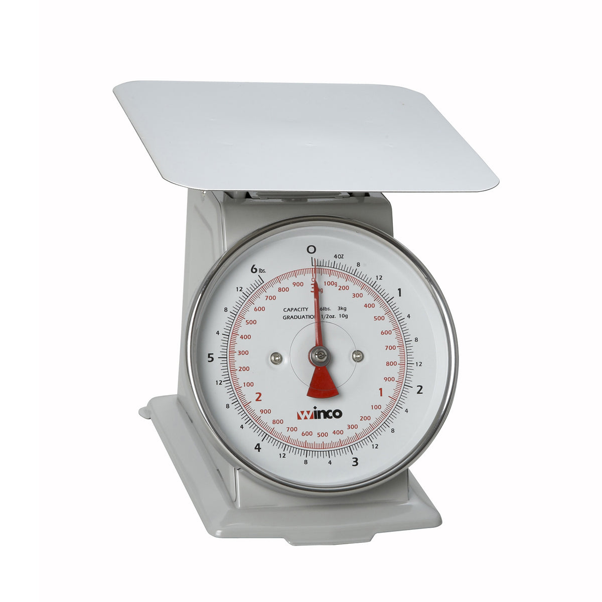 Winco SCAL-66 6-1/2" Dial 6 lb Portion Scale, 7-7/8" Steel Platform, Painted Enamel Steel, 1-9 lb Capacity