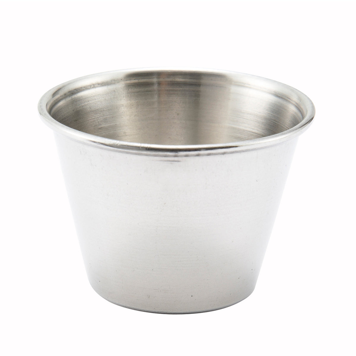 Winco SCP-25 2.5 oz Round Stainless Steel Sauce Cup, 2 oz Capacity, Durable Metal Finish - 1 Dozen
