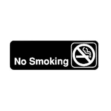 Winco SGN-310 No Smoking Sign - Black and White, 9" x 3" w/ Symbol