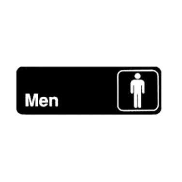 Winco SGN-311 Men's Restroom Sign - Black and White, 9" x 3" w/ Symbol