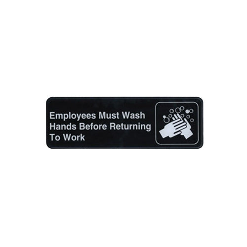 Winco SGN-322 Employees Must Wash Hands Before Returning to Work Sign - Black and White | 9" Wide
