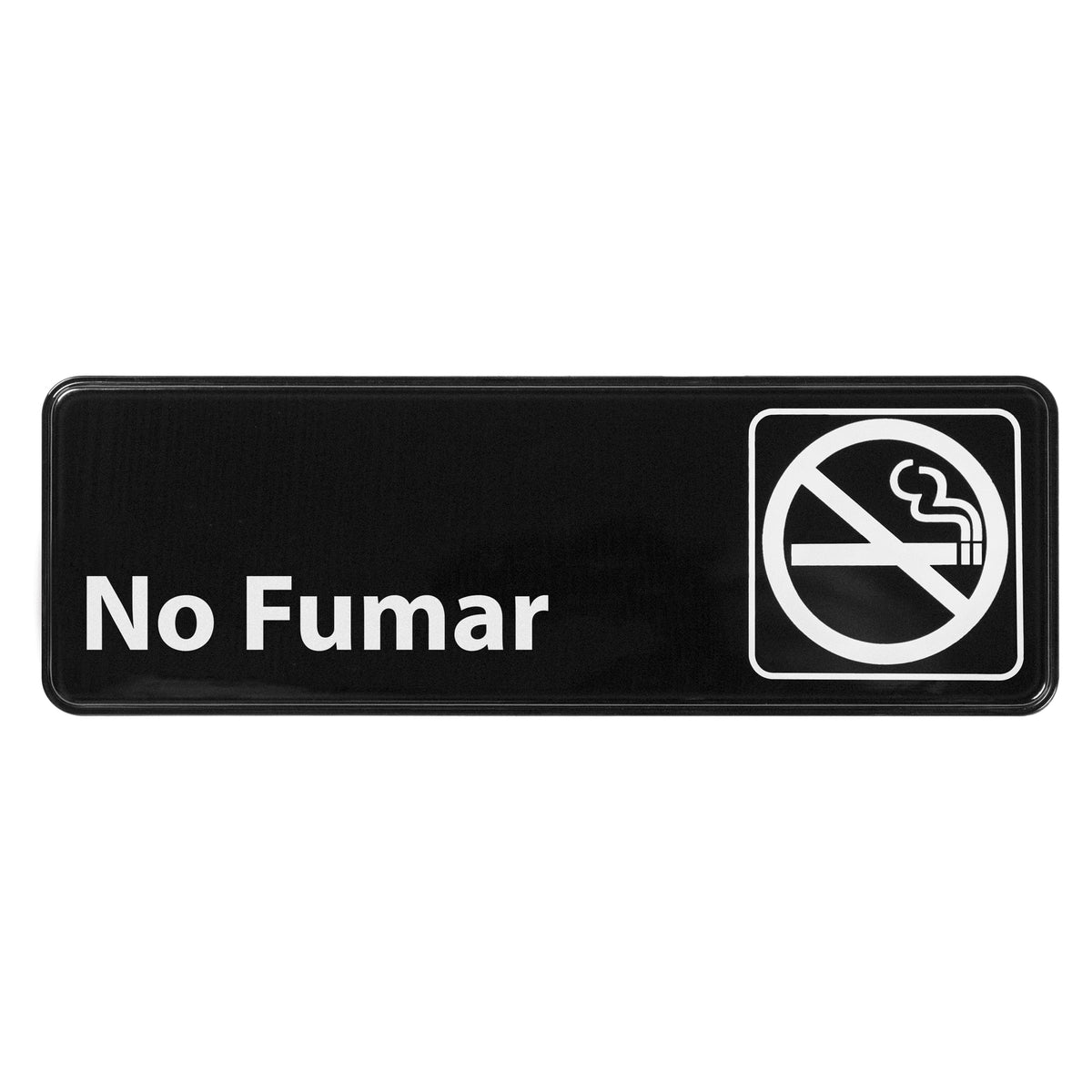 Winco SGN-364 White Imprint on Black 3" x 9" Spanish No Smoking Information Sign