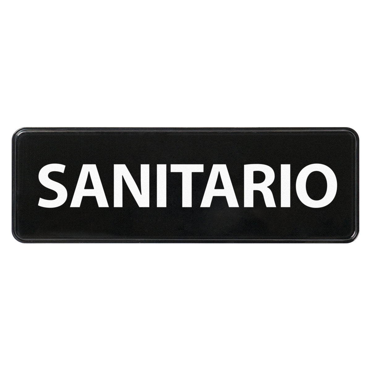 Winco SGN-367 White Imprint on Black 3" x 9" Spanish Sanitize Information Sign
