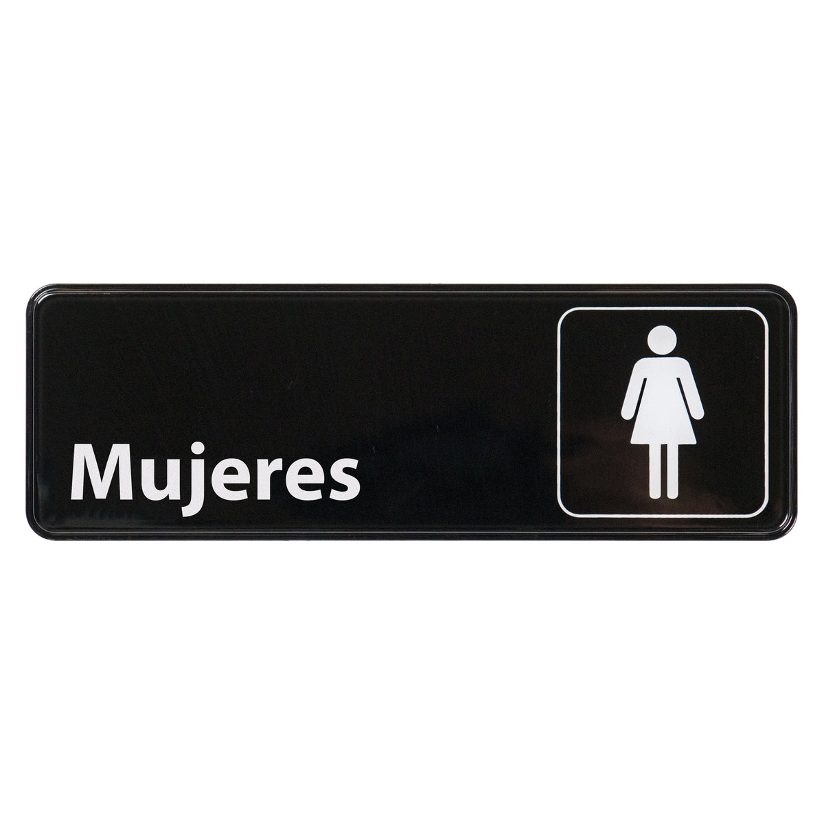 Winco SGN-369 White Imprint on Black 3" x 9" Spanish Women Information Sign