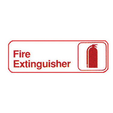 Winco SGN-382W Fire Extinguisher Sign - Red and White, 9" x 3"