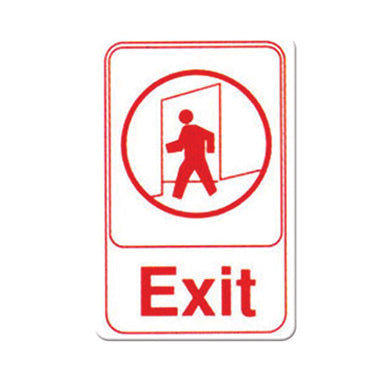 Winco SGN-681W Exit Sign - Red and White, 9" x 6" w/ Symbol