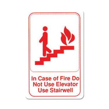 Winco SGN-683W In Case Of A Fire Do Not Use Elevator, Use Stairwell Sign - 9" x 6"