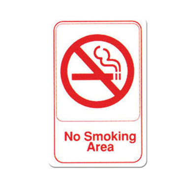Winco SGN-684W No Smoking Area Sign - Red and White, 9" x 6" w/ Symbol