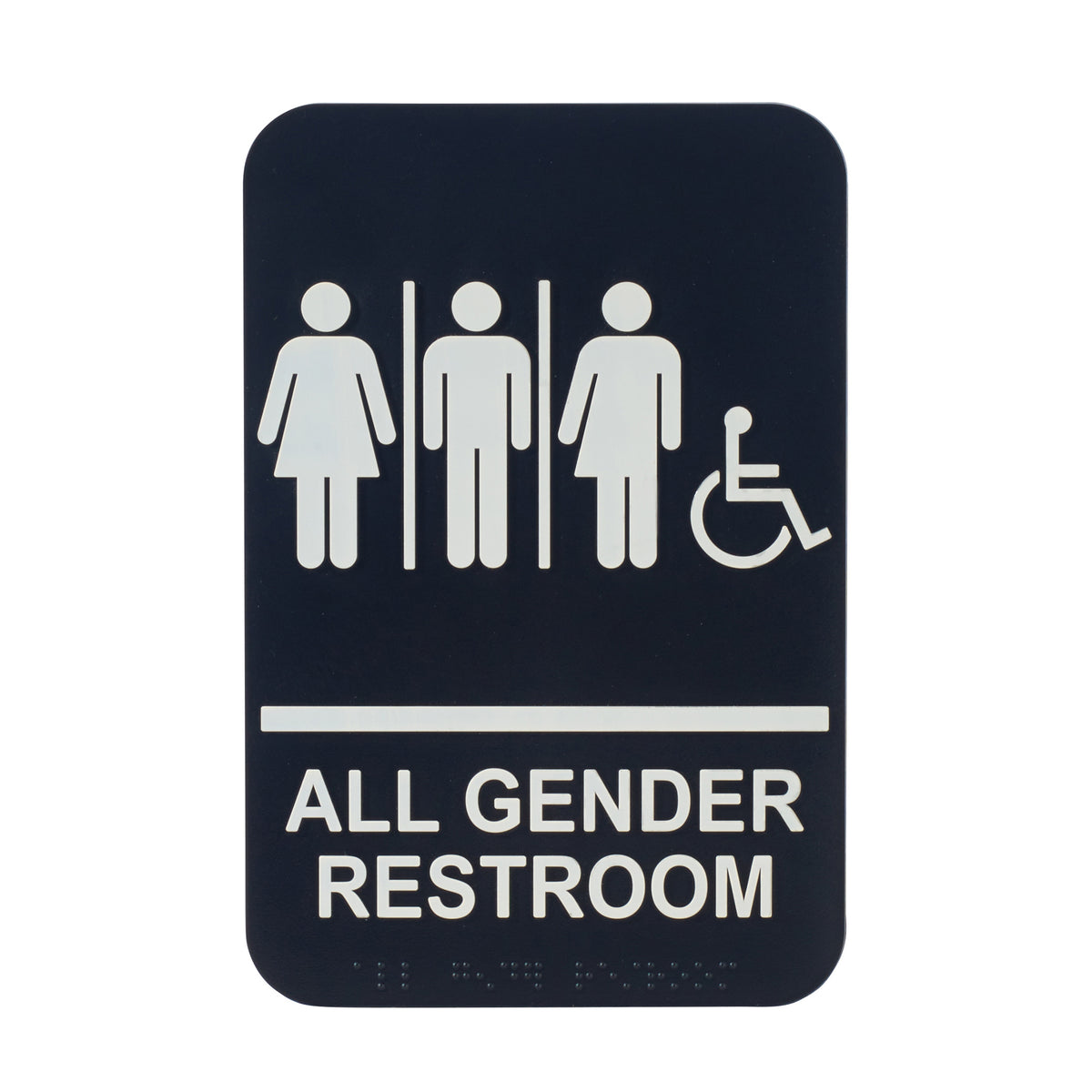 Winco SGNB-608 6" x 9" Braille All Gender Restroom w/Accessible Information Sign