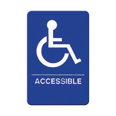 Winco SGNB-653B 6" x 9" Handicap Accessible Sign with Braille, White Imprint on Blue