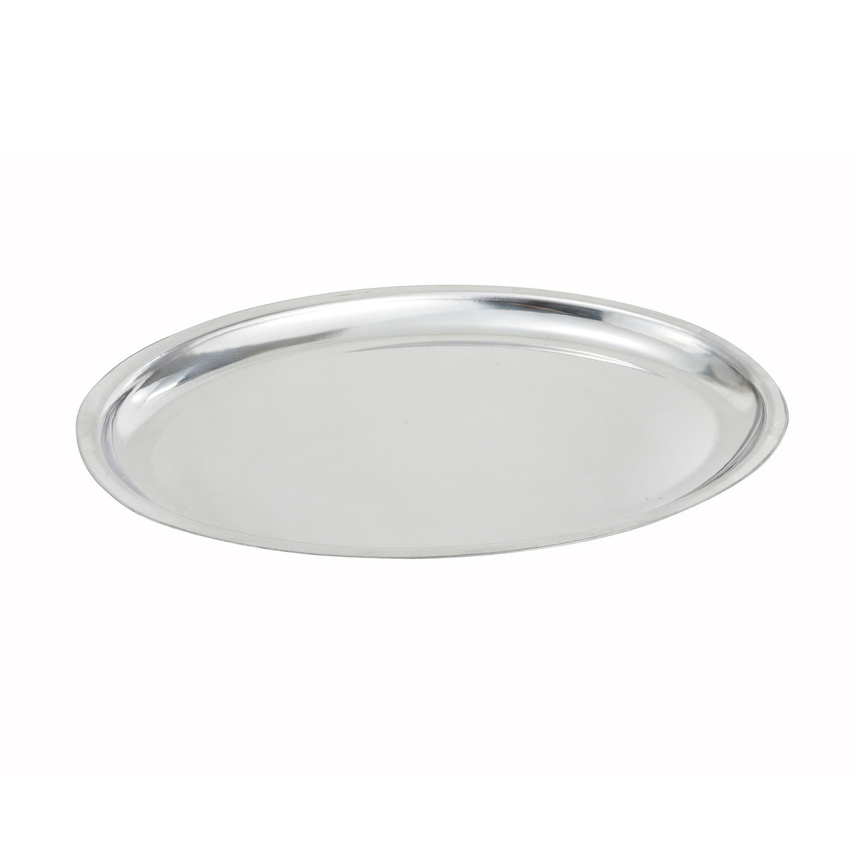 Winco SIZ-11 11" Stainless Steel Oval Sizzle Platter, Oven Safe