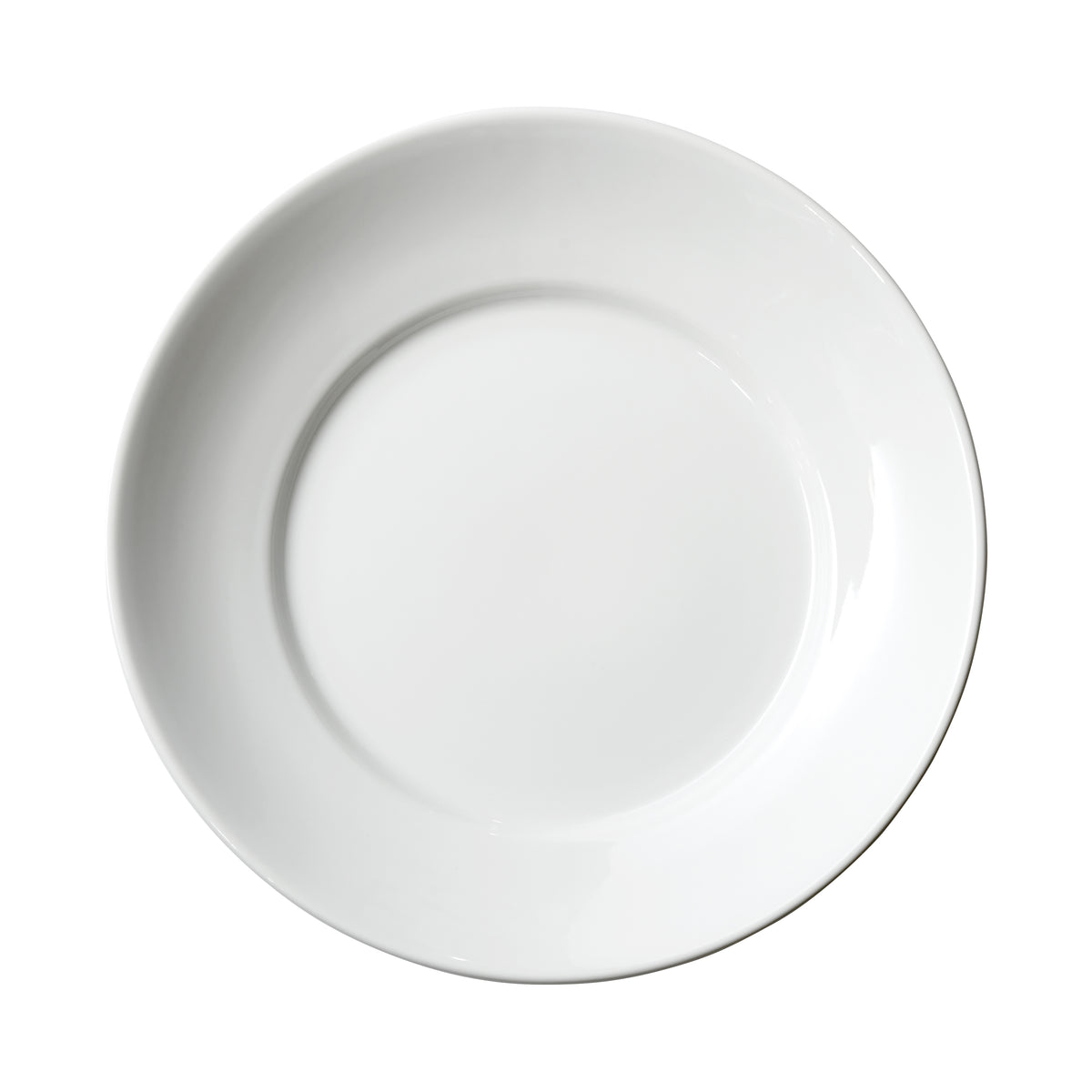 Winco SPR-105 Plate, 10.5" Dia x 1.875" H, Round White Porcelain, Wide Rim - 1 Dozen