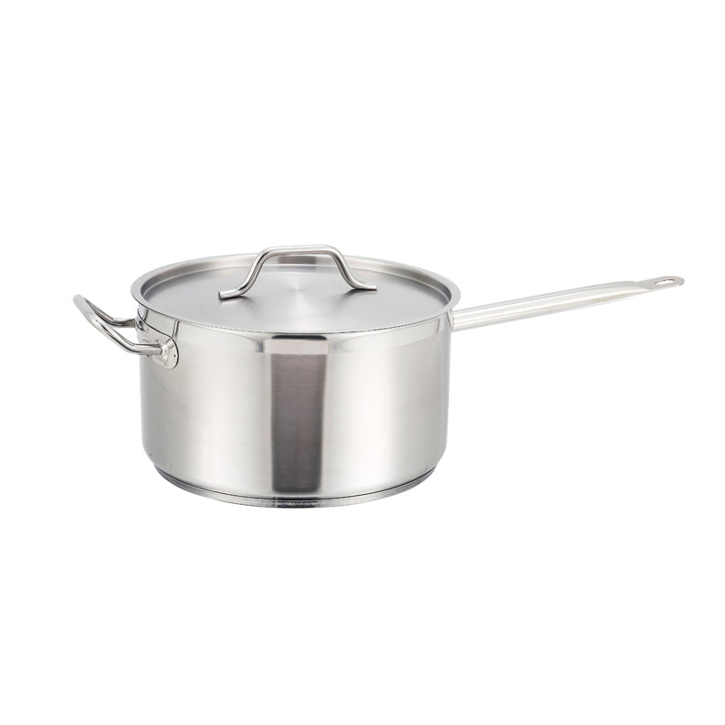 Winco SSSP-10 10 Qt. Induction-Ready Premium Stainless Steel Sauce Pan with Cover | 10 - 35 qt