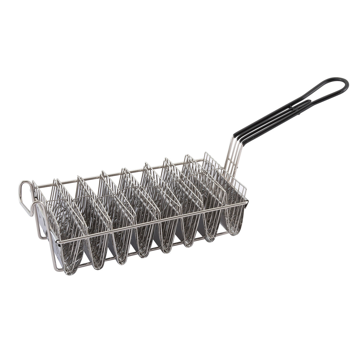 Winco TB-8 Nickel Plated Rectangular 8 Mould Taco Shell Basket | chrome/nickel plated
