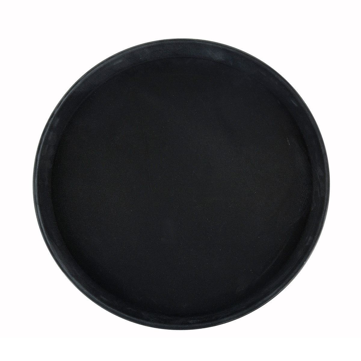 Winco TFG-16K Round 16" Black Non-Slip Serving Tray, Self-Molded Fiberglass, NSF-Approved, Non-Soak Surface