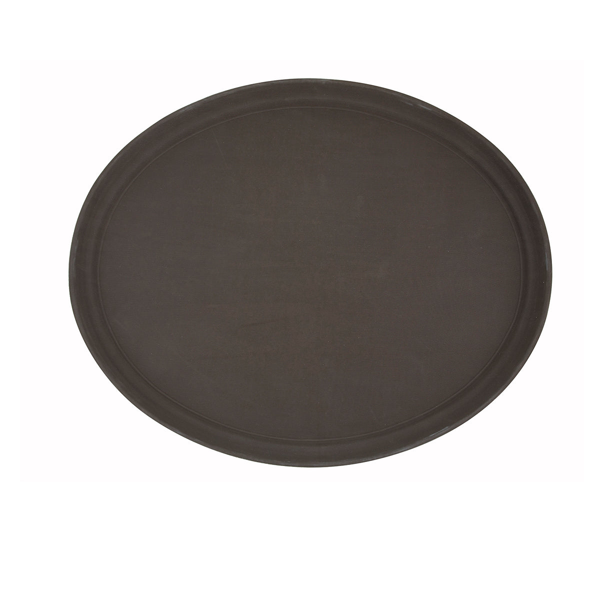 Winco TFG-2622N Deluxe Oval Serving Tray, 26" x 22" Brown Fiberglass Non-Slip Surface, NSF-Approved, No Hot Water Soak