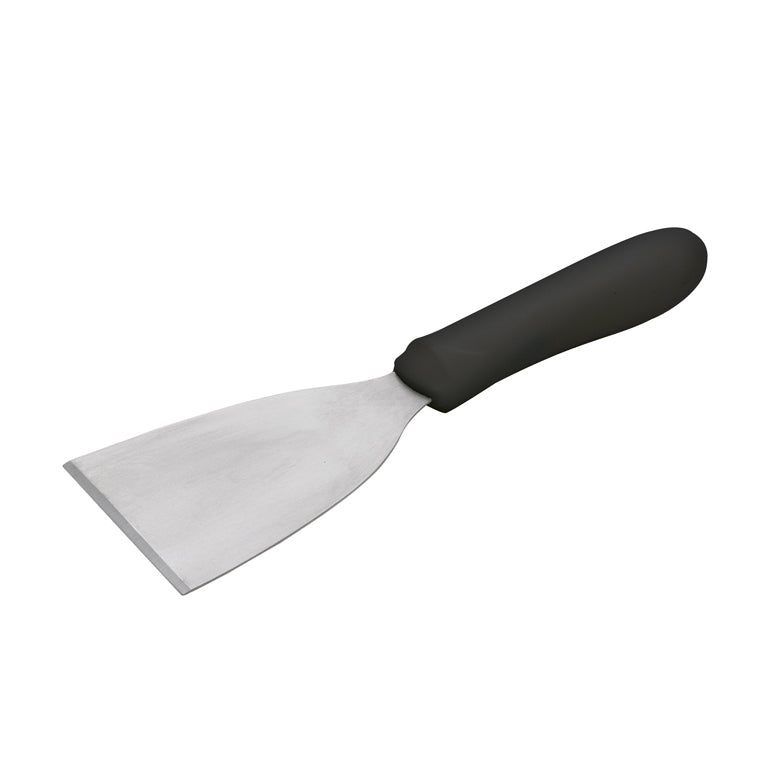 Winco TKP-32 9" Stainless Steel Scraper w/ Black Ergo Handle, 4-1/2" x 3-1/8" Blade