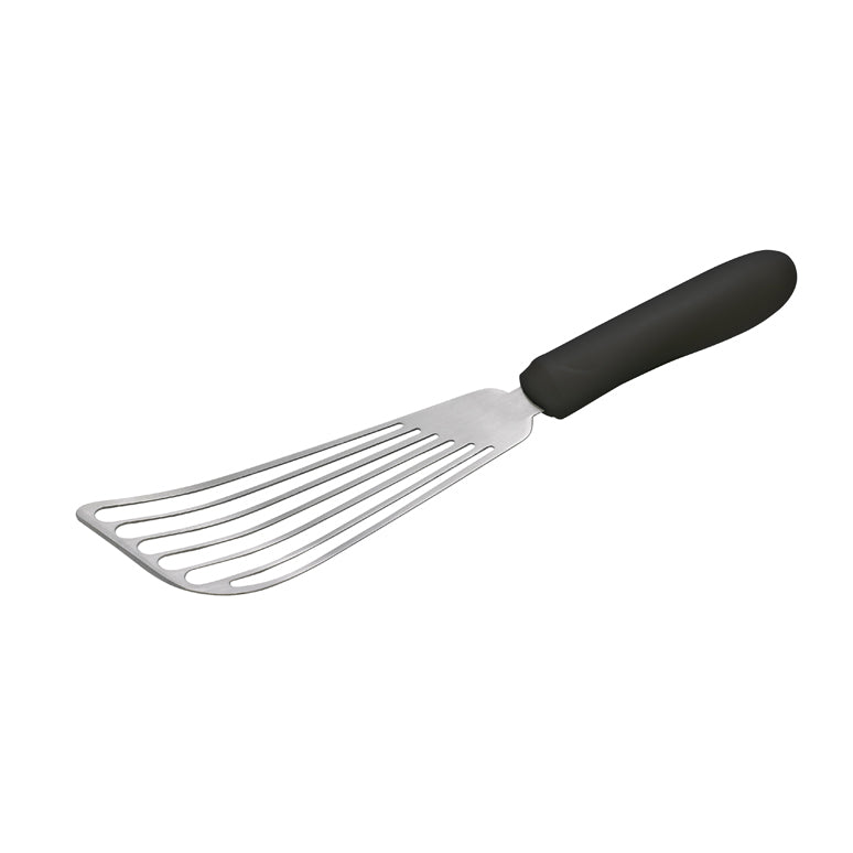 Winco TKP-60 6 3/4" Slotted Fish Spatula w/ Black Polypropylene Handle, Stainless Steel