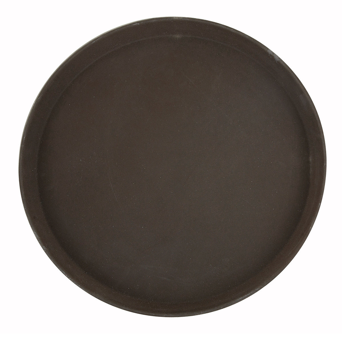 Winco TRH-11 Easy-Hold 11" Round Rubber-Lined Plastic Serving Tray, Brown, NSF Certified, Non-Slip Surface