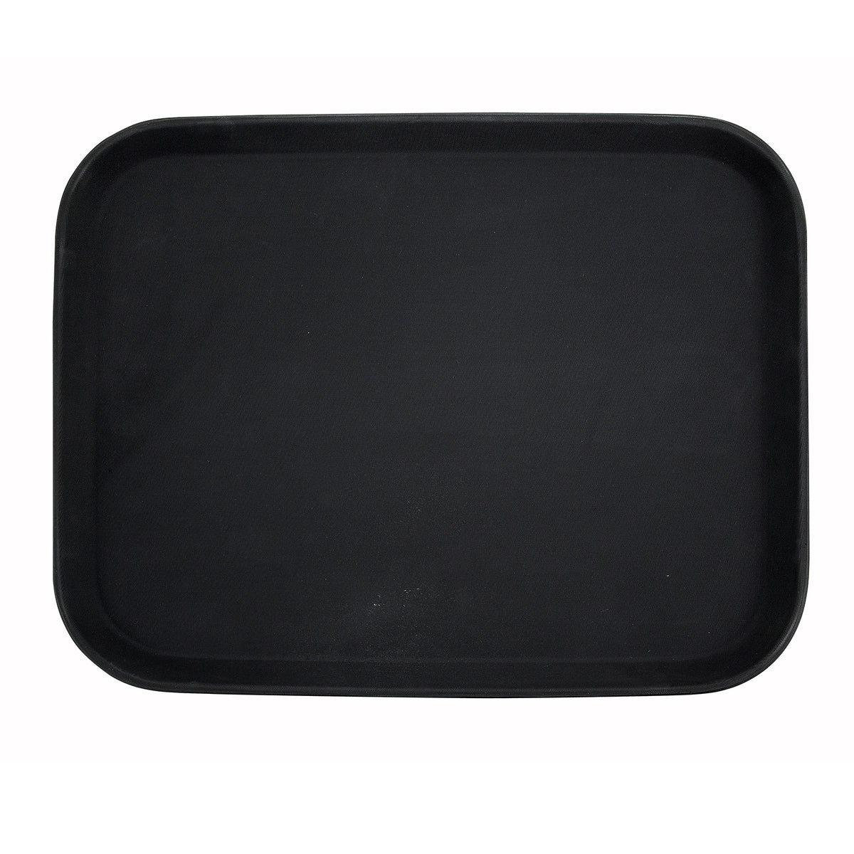 Winco TRH-1418K Easy-Hold Non-Slip Serving Tray, 14" x 18" Rectangular Black Plastic Rubber Lined Surface, NSF Certified