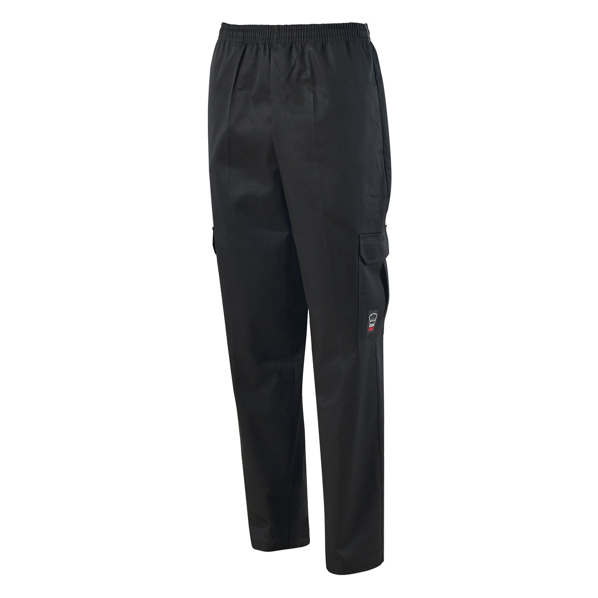 Winco UNF-11KM Cargo Chef Pants, Straight Leg, black, medium | poly/cotton