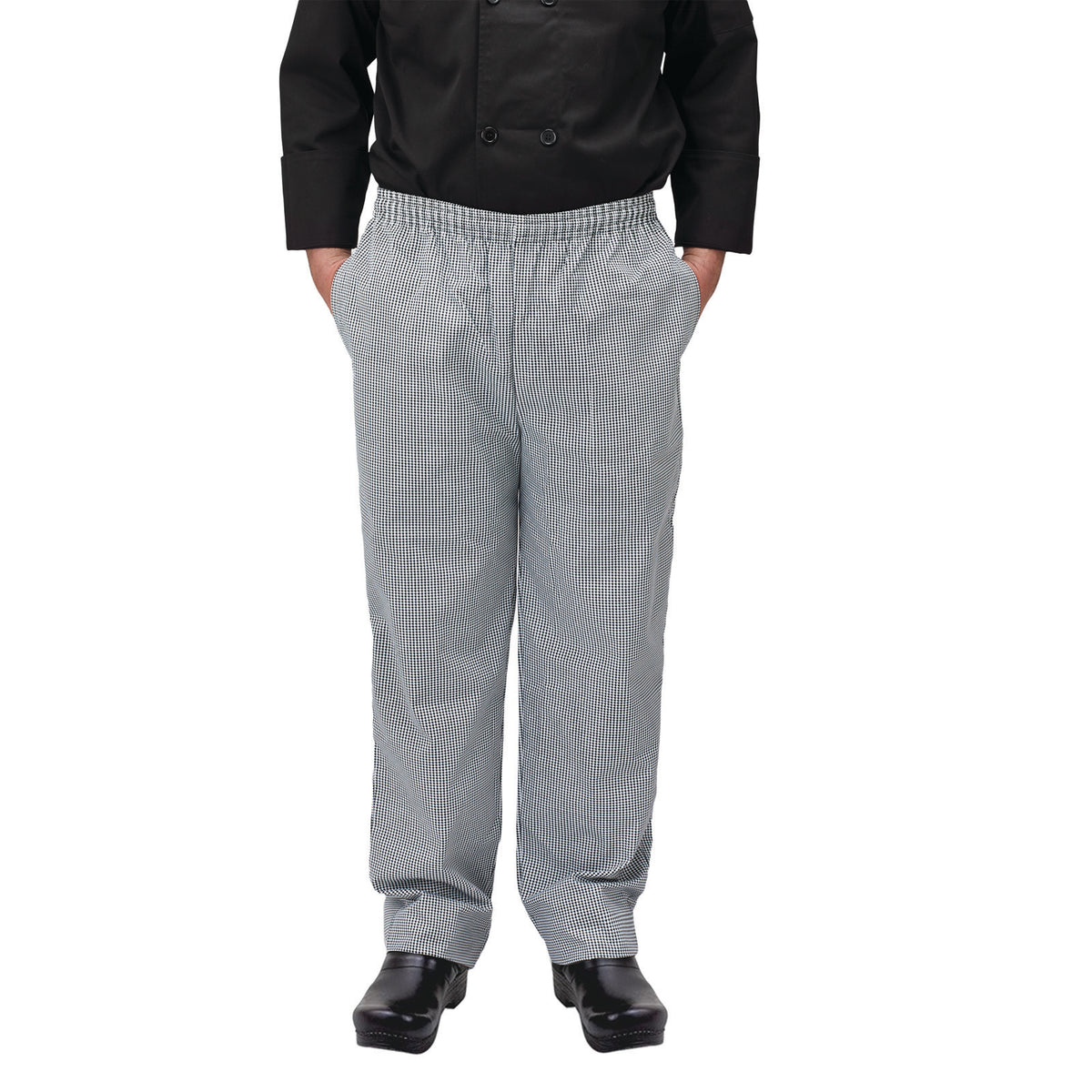Winco UNF-4KS Newbury Chef Pants, Relaxed Fit, houndstooth, small | poly/cotton