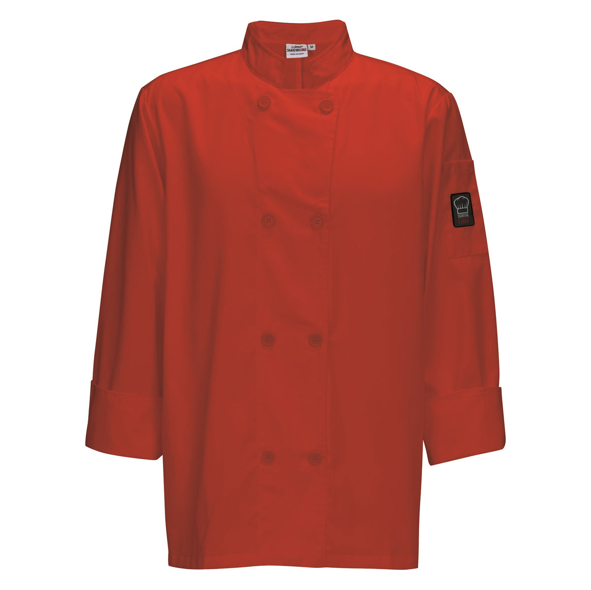 Winco UNF-6RM Mulholland Chef Jacket, Tapered Fit, red, medium | poly/cotton