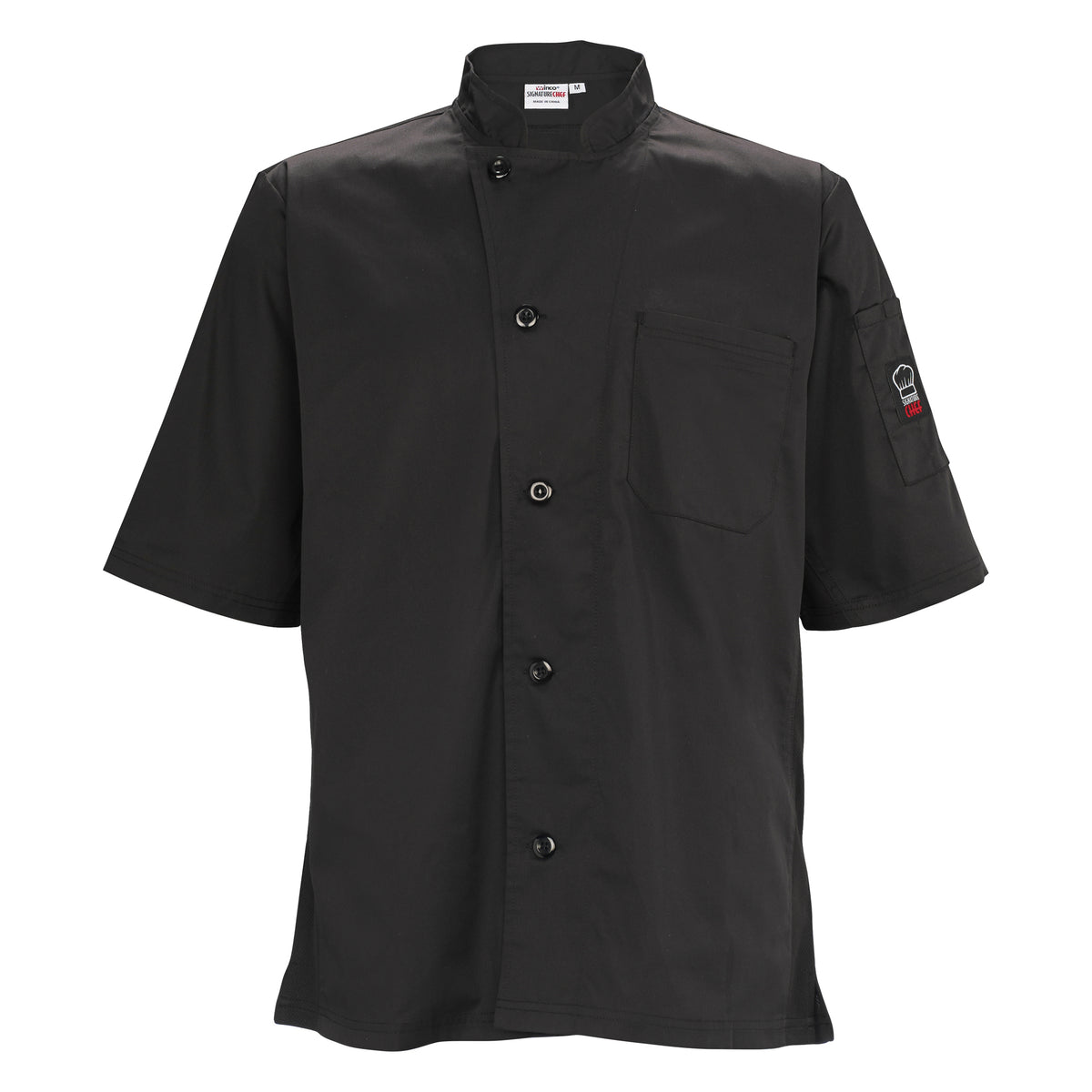 Winco UNF-9KM Broadway Ventilated Shirt, Tapered Fit, black, medium | poly/cotton