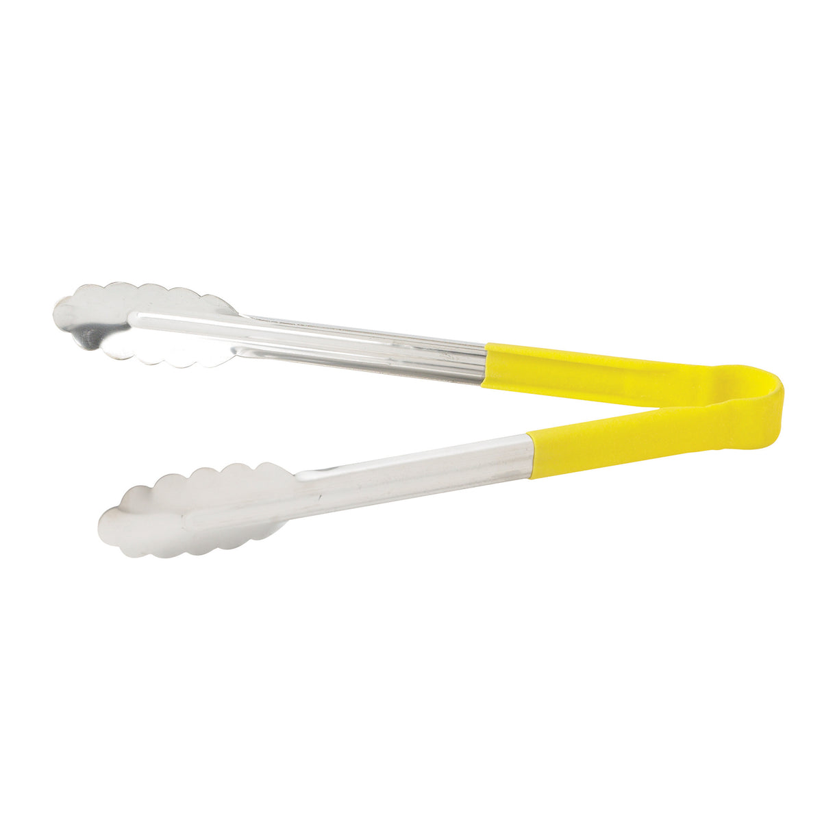 Winco UTPH-9Y 9" Stainless Steel High Heat Utility Tongs, Yellow