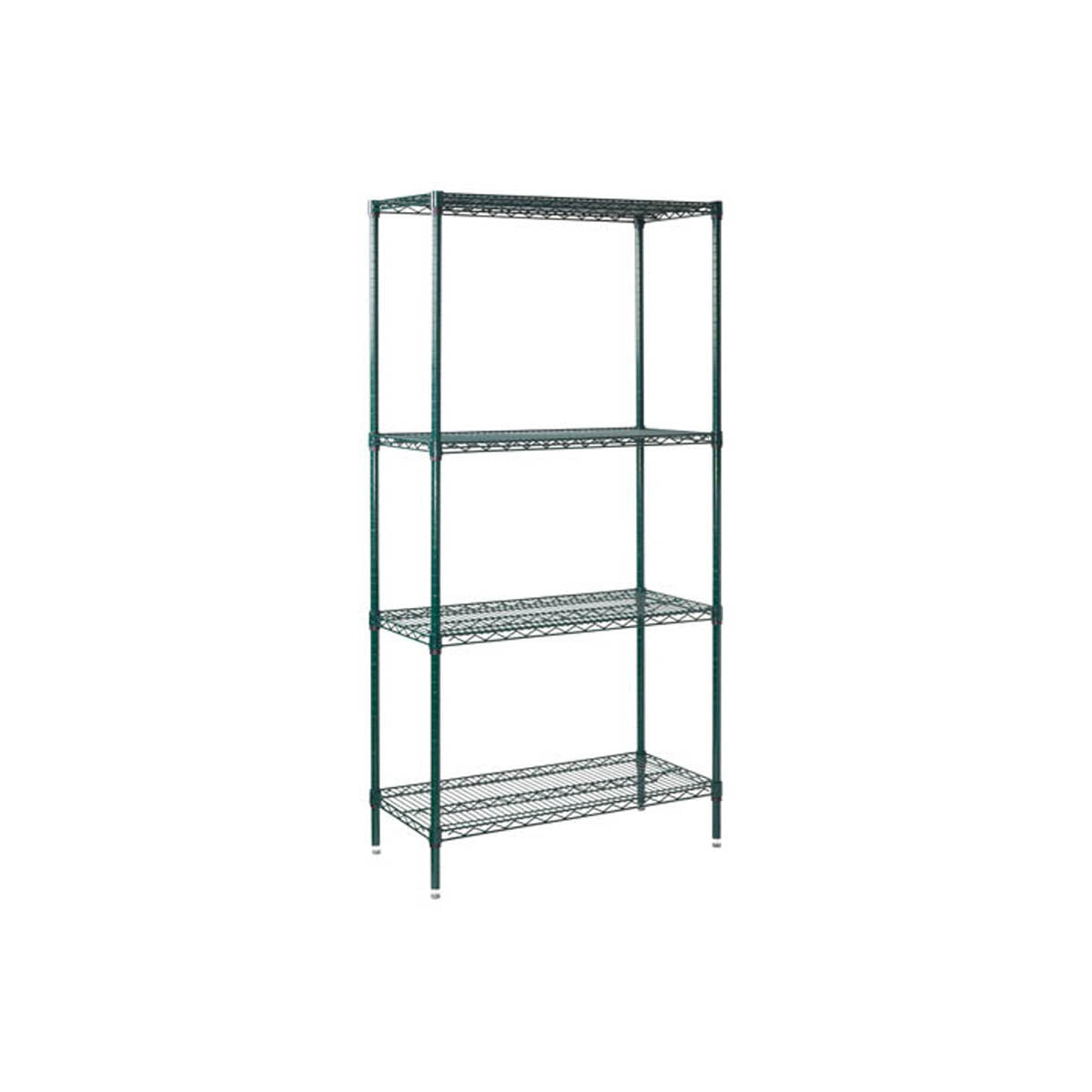 Winco VEXS-2436 Wire Shelving Set, 24" x 36" x 72", 4 Tier Green Epoxy Coated, KD NSF Approved