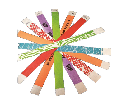 Winco WB-100O-D Bar Maid Wristbands 3/4"W x 9.5"L Tyvek NoTear Seq.Numbered Orange Design - 500/Pack
