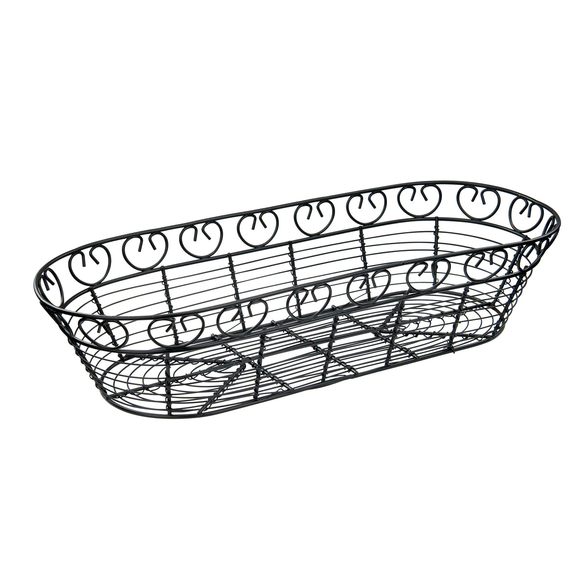 Winco WBKG-15 Long Oval Black Wire Bread/Fruit Basket, 15" X 6-1/4" X 3"H