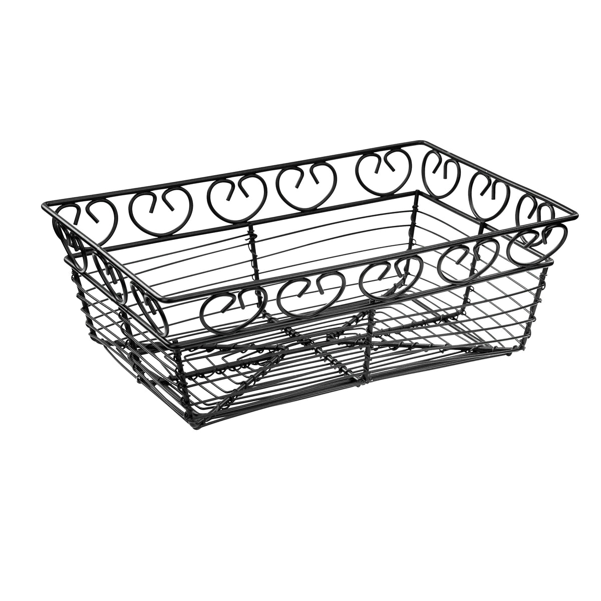 Winco WBKG-9 Rectangular Black Wire Bread/Fruit Basket, 9" X 5-7/8" X 3"H