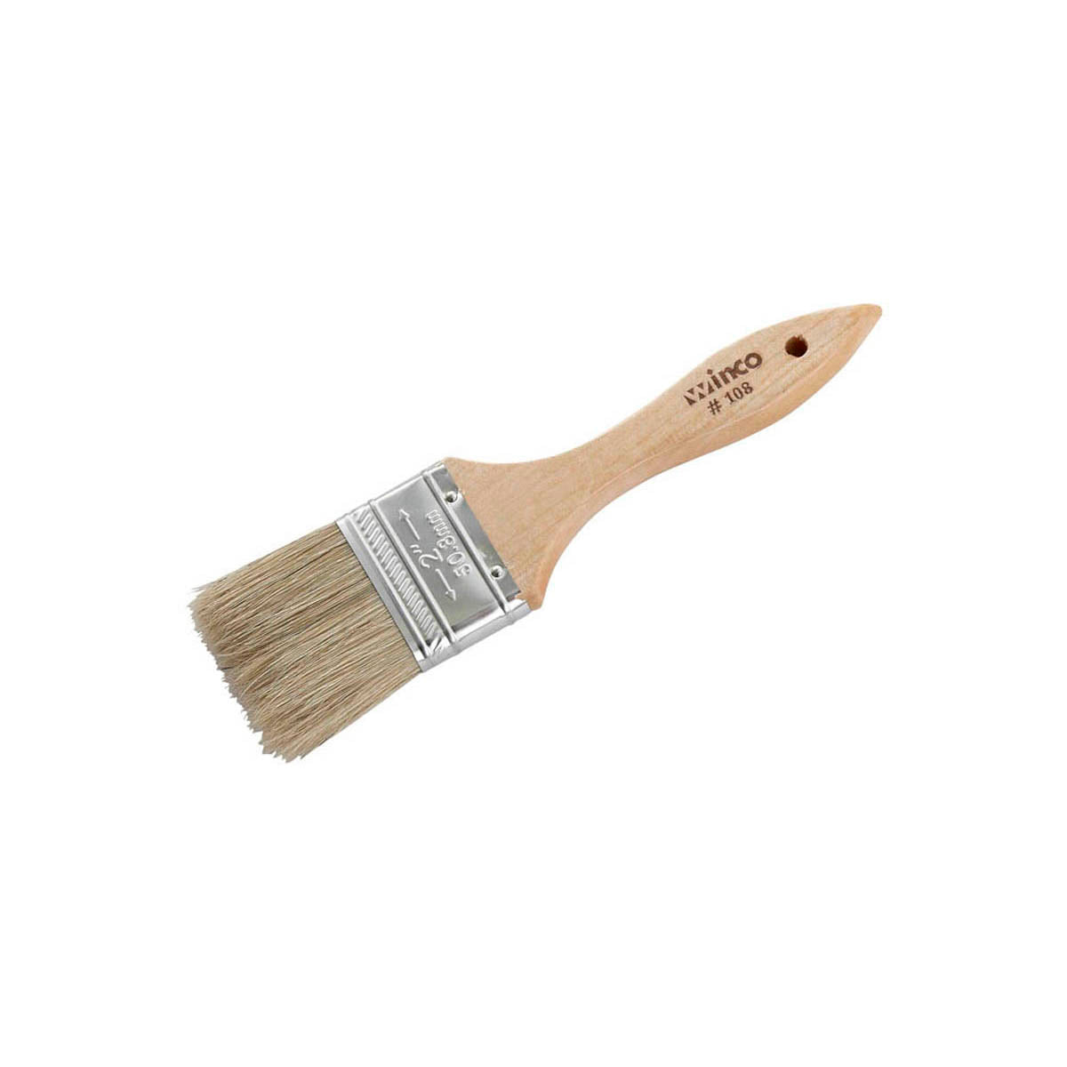 Winco WBR-20 2" Boar Bristle Pastry Brush, Wooden Handle / Flat