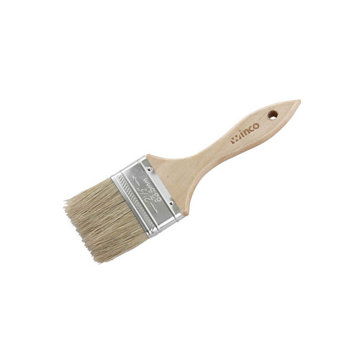 Winco WBR-25 2-1/2" Boar Hair Flat Pastry Brush - Wooden Handle / Metal Ferrule