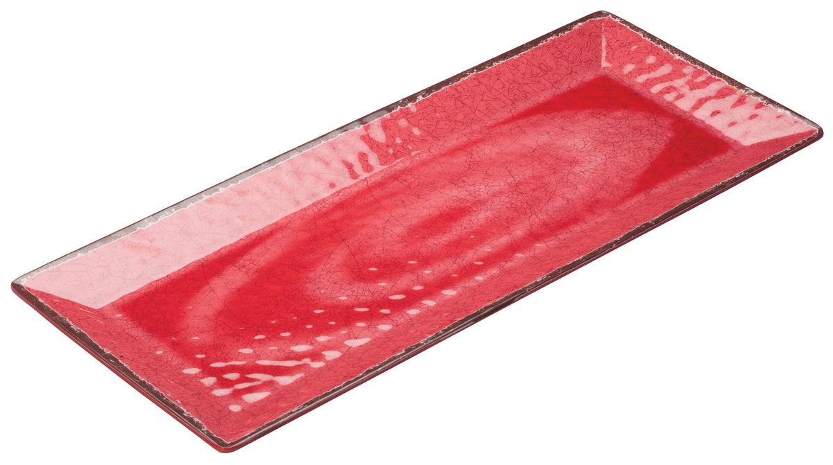 Winco WDM001-508 Luzia Rectangular Melamine Dinner Plate, 19" x 8", Red, Break-Resistant - 24/Case