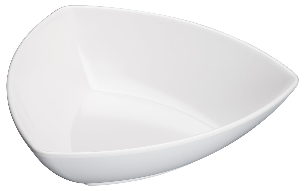 Winco WDM005-204 10" White Triangular Melamine Bowl, 1-3/5 Qt Capacity, Break-Resistant - 24/Case