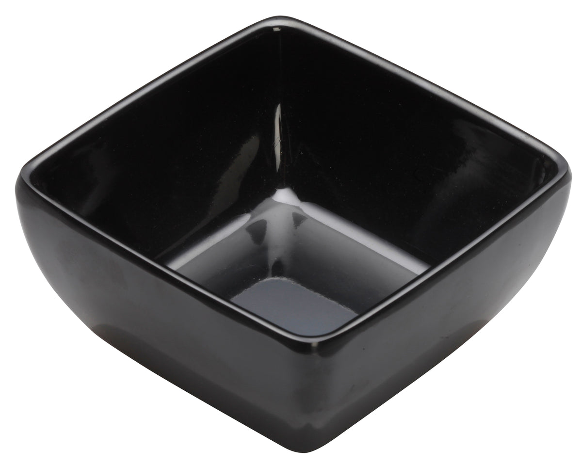 Winco WDM009-302 Square Bowl, 5 oz (3.5″), Black Melamine Break-Resistant, Dishwasher-Safe - 48/Case