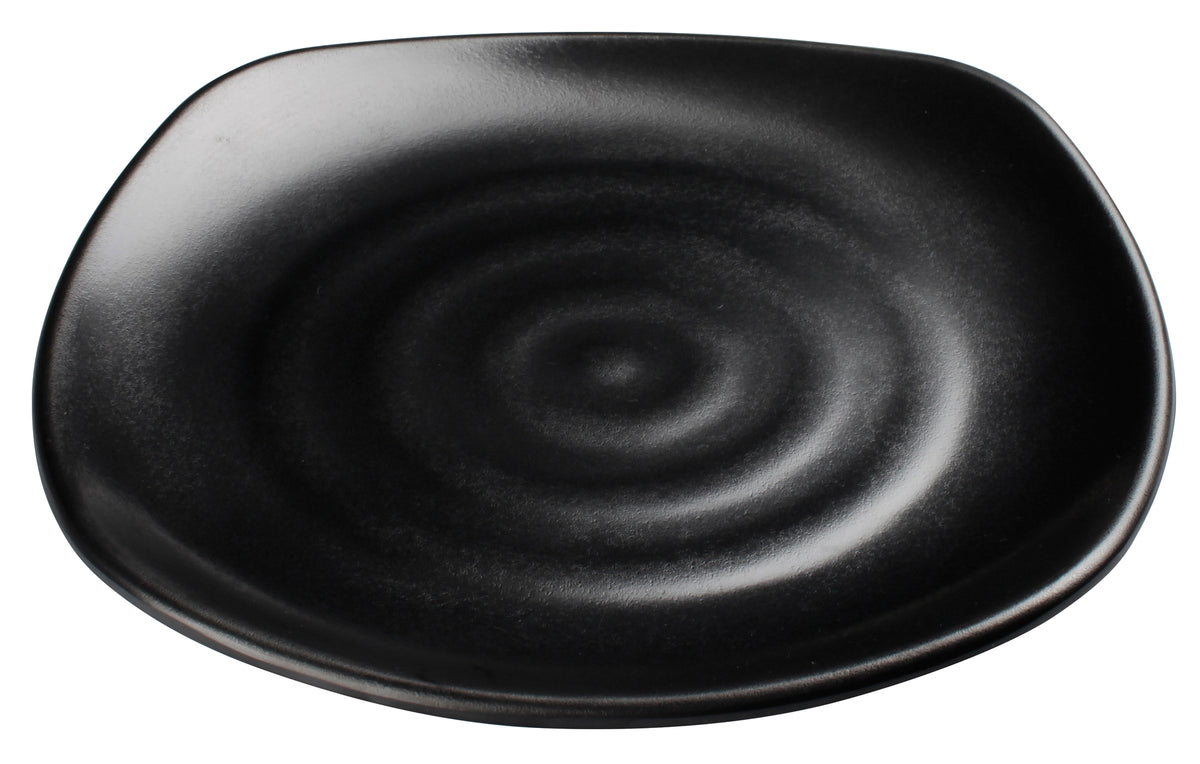 Winco WDM013-303 10-3/4" Square Melamine Plate, Black, Break-Resistant, Dishwasher Safe, 24/Case