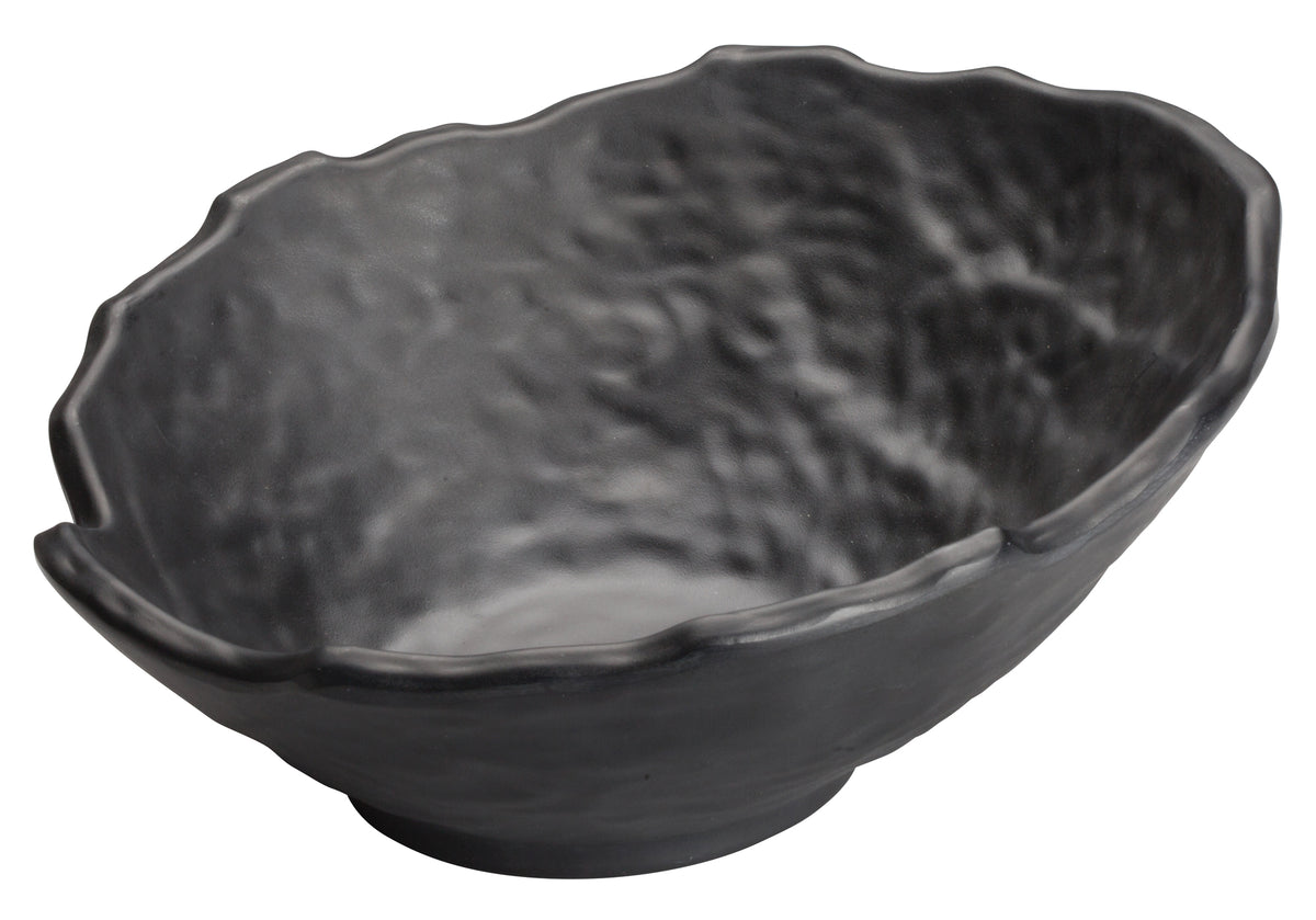 Winco WDM019-308 9" Black Round Angled Melamine Bowl, 23 oz (3/4 qt), Dishwasher Safe - 12/Case