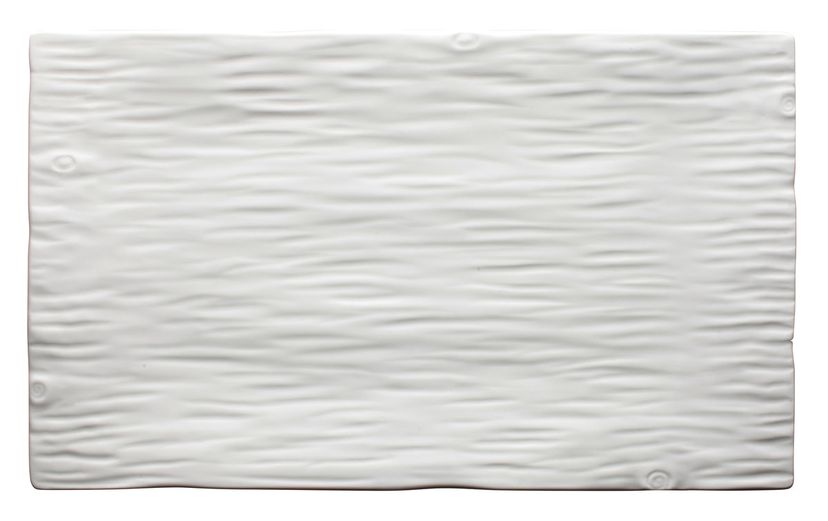 Winco WDP002-202 Dalmata Rect. Porcelain Platter, 14" x 8-1/8" Creamy White Wood Grain - 2/Pack