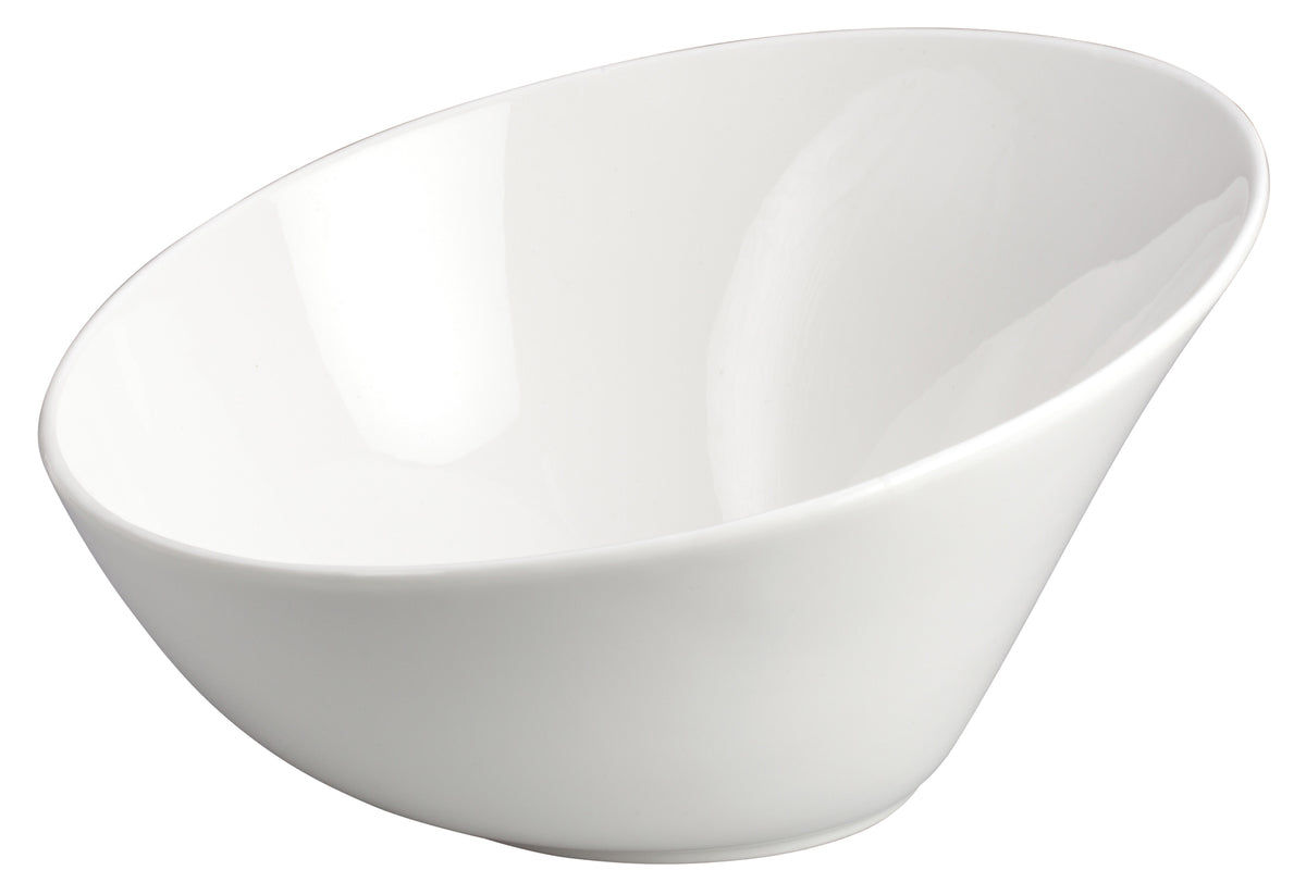 Winco WDP003-203 Rimini 9.5" White Porcelain Round Angled Bowl 1.5 Qt Dishwasher Safe - 12/Case