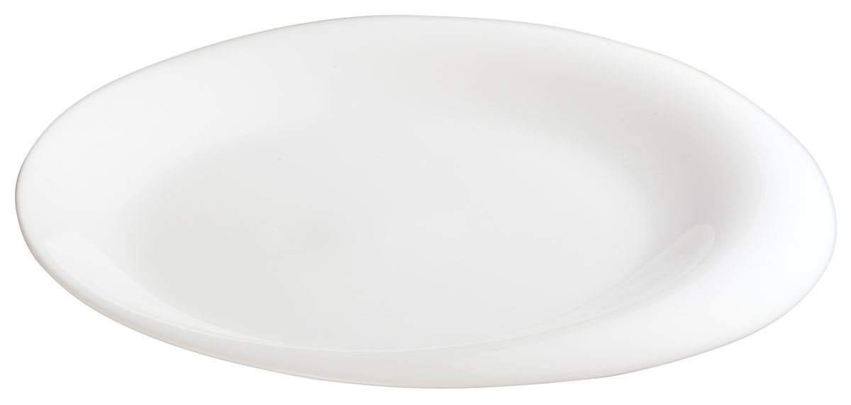 Winco WDP004-202 Oval 10" Porcelain Plate, Creamy White Ocea Ardesia, Dishwasher Safe - 24/Case