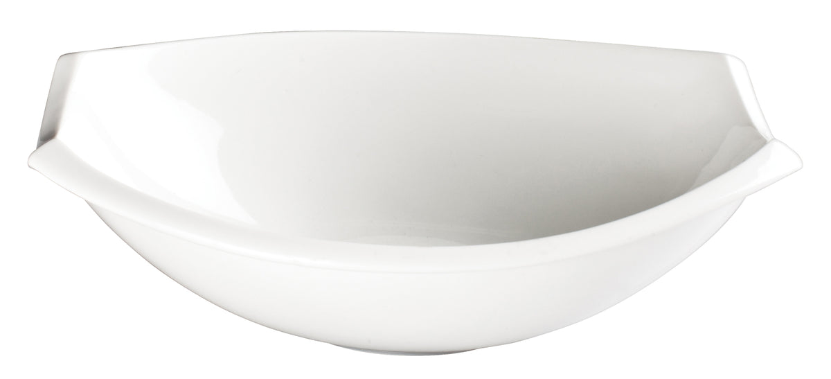 Winco WDP006-206 13" Oval Porcelain Bowl, 20 oz, White Bergomi Finish, Narrow Rim - 12/Case