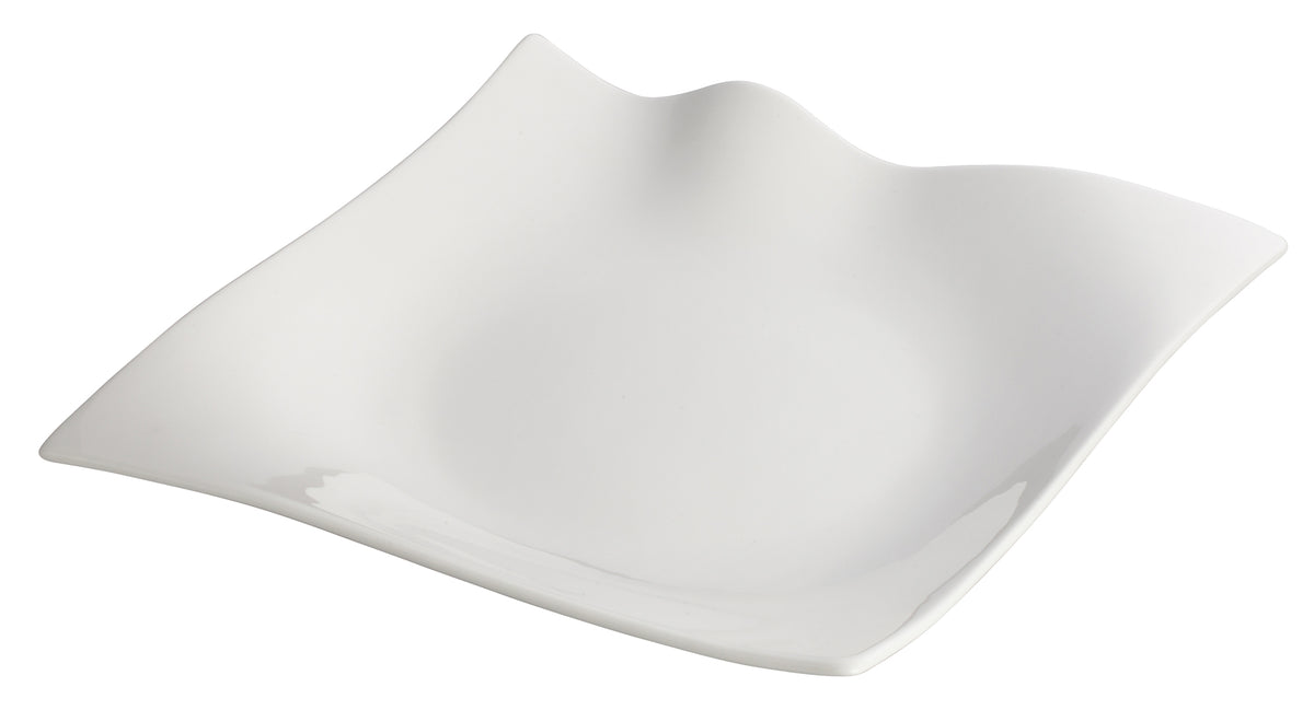 Winco WDP010-102 Falette Ardesia 10" Square Porcelain Plate, Bright White, Dishwasher Safe - 12/Case