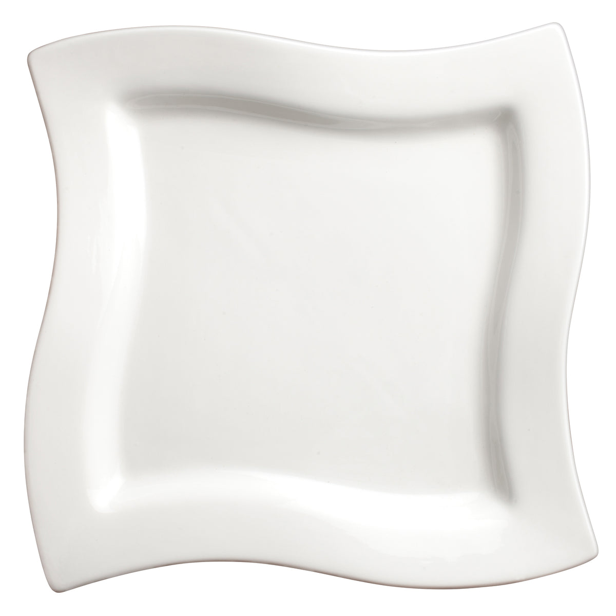 Winco WDP011-103 Square Porcelain Plate, 9-1/4" Medium Rim, Bright White, Dishwasher Safe - 12/Case